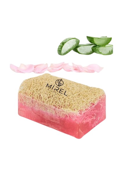 Doğal Kabak Lifli Gül Sabunu - Kabak Lifli Aloe Vera Sabun - Peeling Etkili