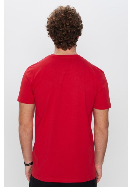 Unisex Slim Fit Dar Kesim %100 Pamuk Yumuşak Dokulu Kırmızı Bisiklet Yaka Tişört indirimleri