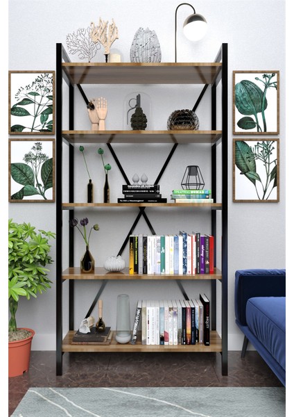 5 Raflı Kitaplık Dekor 180X90