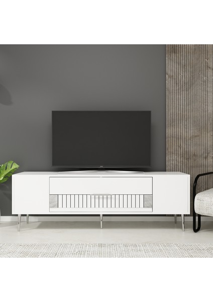 DEKOLP4CT Tv Sehpası Beyaz-Gümüş