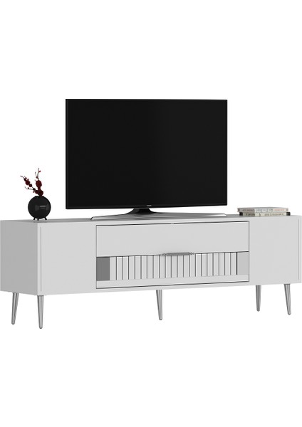 DEKOLP4CT Tv Sehpası Beyaz-Gümüş modelleri