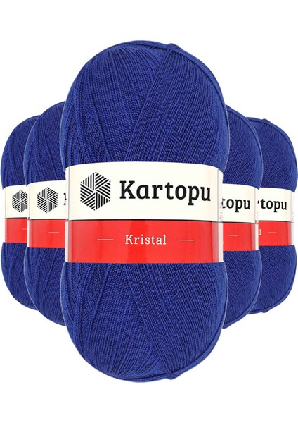 5 Adet Kristal Çift Katlı El Örgü Lif İpi Lacivert K627