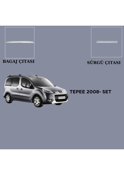 Aksesuar Peugeot Partner Tepee 2008-2012 Set Bagaj Çıtası-Sürgü Çıtası