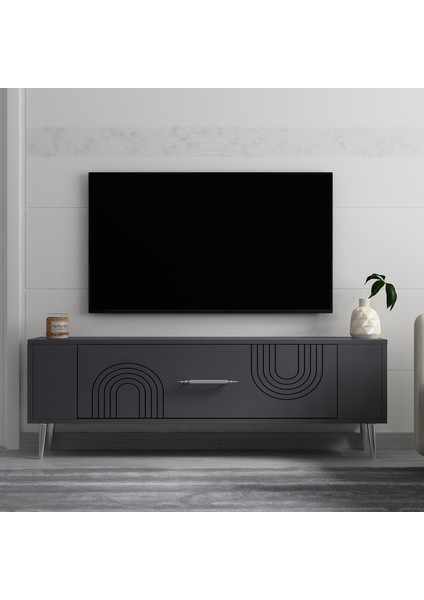 RETROL2CT Tv Sehpası Antrasit-Gümüş
