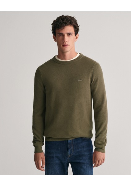 Erkek Yeşil Regular Fit Bisiklet Yaka Kazak 8040521.301