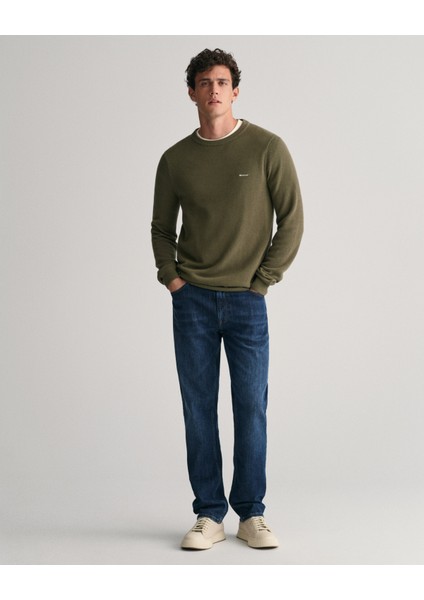 Erkek Yeşil Regular Fit Bisiklet Yaka Kazak 8040521.301 indirimleri