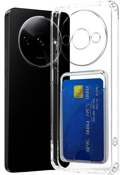 Xiaomi Redmi A3 4g İle Uyumlu Kılıf Kartlıklı Şeffaf Silikon Kapak