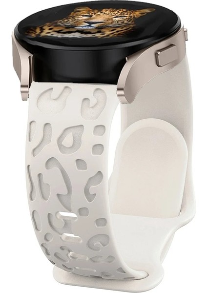 Samsung Galaxy Watch 7 6 5 4 Uyumlu Leopar Desenli 20MM Silikon Kordon