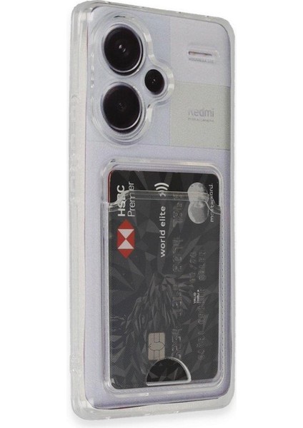 Xiaomi Redmi Note 13 Pro Plus İle Uyumlu Kılıf Kartlıklı Şeffaf Silikon Kapak