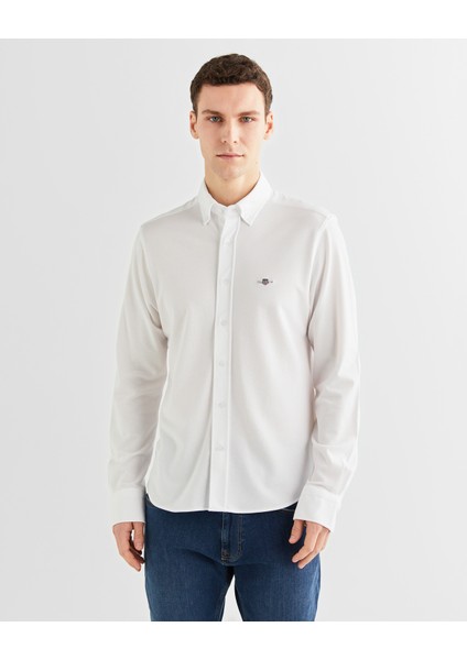 Erkek Beyaz Regular Fit Çizgili Gömlek 3824365T.110