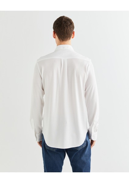 Erkek Beyaz Regular Fit Çizgili Gömlek 3824365T.110
