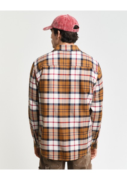 Erkek Kahverengi Regular Fit Düğmeli Yaka Kareli Gömlek 3240173.227 fiyatları