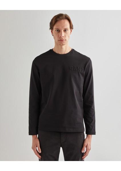 Erkek Siyah Regular Fit Bisiklet Yaka Logolu T-Shirt 2003268.5
