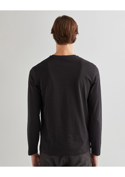 Erkek Siyah Regular Fit Bisiklet Yaka Logolu T-Shirt 2003268.5