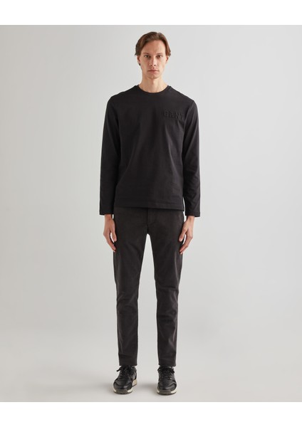 Erkek Siyah Regular Fit Bisiklet Yaka Logolu T-Shirt 2003268.5