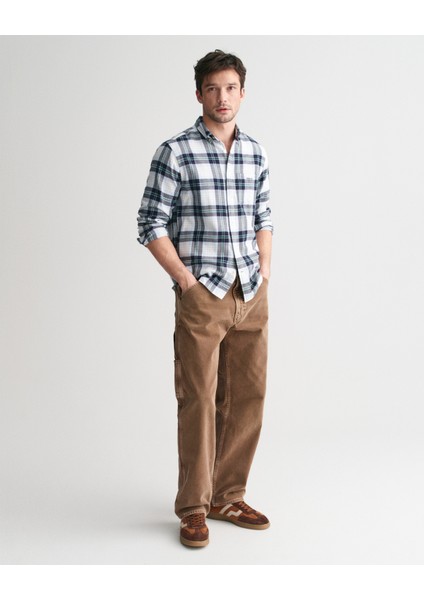 Erkek Mavi Regular Fit Düğmeli Yaka Logolu Gömlek 3240216.457 fırsatları