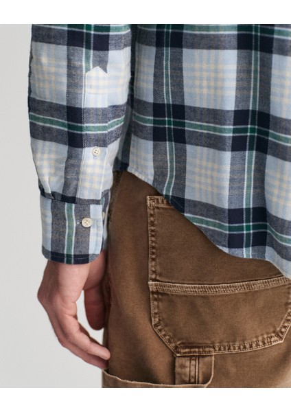 Erkek Mavi Regular Fit Düğmeli Yaka Logolu Gömlek 3240216.457 indirimleri