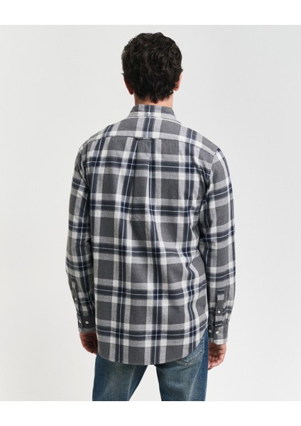 Erkek Gri Regular Fit Düğmeli Yaka Kareli Gömlek 3240198.92 fiyatları