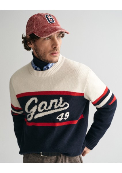 Erkek Lacivert Relaxed Fit Bisiklet Yaka Logolu Kazak 8040206.433 modelleri