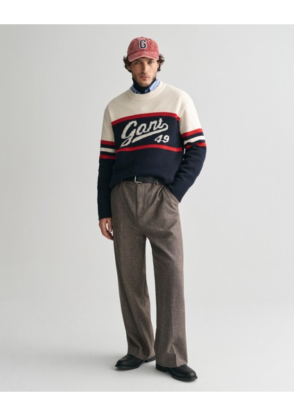 Erkek Lacivert Relaxed Fit Bisiklet Yaka Logolu Kazak 8040206.433 fırsatları