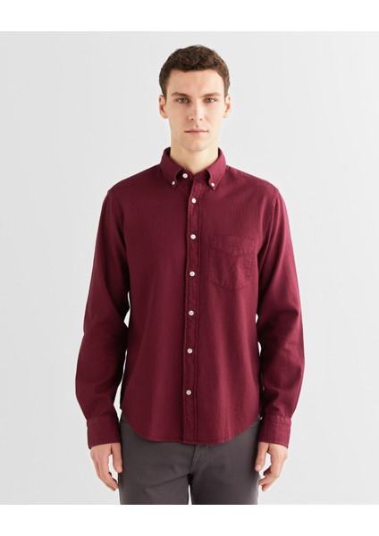 Erkek Kırmızı Regular Fit Düğmeli Yaka Gömlek 3240177.638