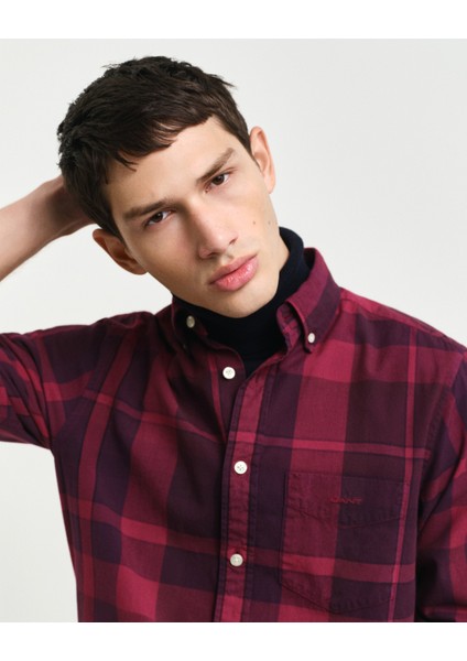 Erkek Bordo Regular Fit Düğmeli Yaka Logolu Gömlek 3240178.558 modelleri