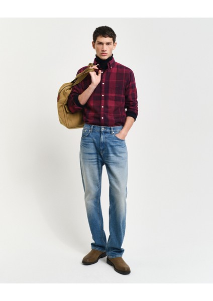 Erkek Bordo Regular Fit Düğmeli Yaka Logolu Gömlek 3240178.558 fırsatları