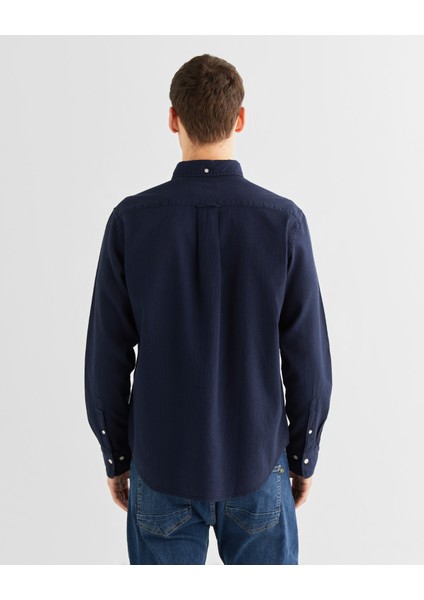 Erkek Lacivert Regular Fit Düğmeli Yaka Gömlek 3240177.433