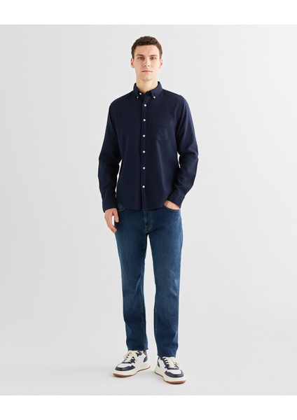 Erkek Lacivert Regular Fit Düğmeli Yaka Gömlek 3240177.433