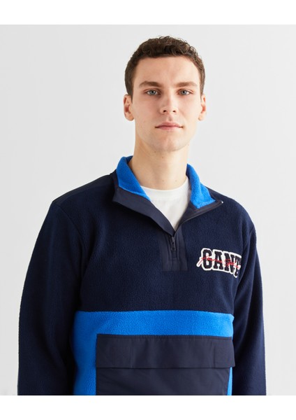 Erkek Lacivert Relaxed Fit Yarım Fermuarlı Logolu Sweatshirt 2524365T.410 fırsatları