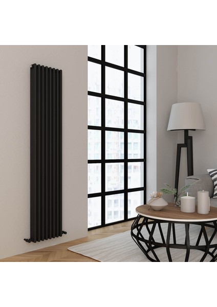 Tubulous Dikey Alüminyum Radyatör Modern Tasarım Siyah 180X31,5 cm
