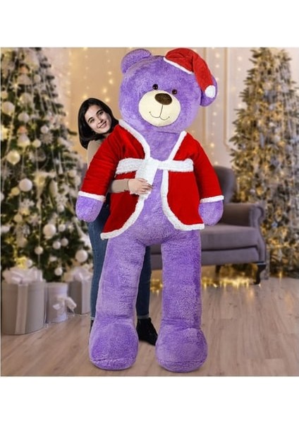 Ayıcı Oyuncak 200 cm Noel Baba Şapkalı - Ceketli Ayıcık Yeni Yıl ,yılbaşı Hediyesi