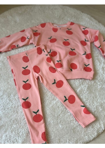 Yavruağzı Portakal Baskılı Taytlı Takım fiyatları