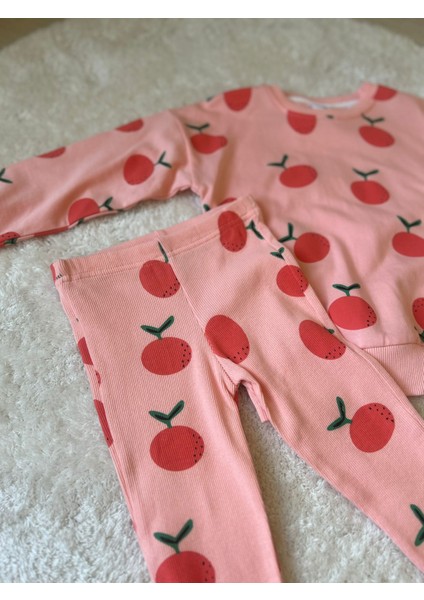 Yavruağzı Portakal Baskılı Taytlı Takım modelleri