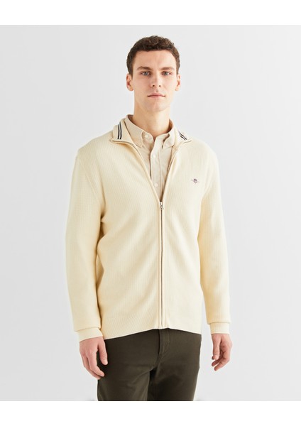 Erkek Krem Regular Fit Fermuarlı Hırka 8030212.130
