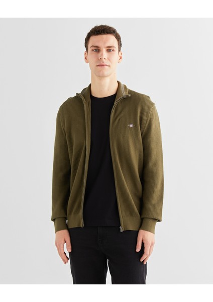 Erkek Yeşil Regular Fit Fermuarlı Hırka 8030212.301