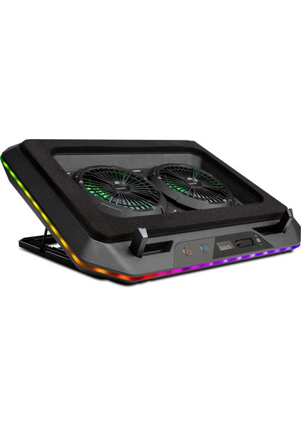 Gaming GT200 Laptop Soğutucu Notebook Stand,10 Rgb Işık Kontrolü , 15.6 -17 Inch , Hız Kontrolü , 2 Büyük Fan ,telefon Standı, 2 USB