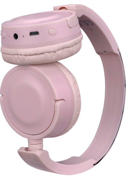 Sn-xbk33 Pembe Batty Tf Kart Özellikli Bluetooth V 5.0 Katlanabilir Kulak Üstü Kulaklık