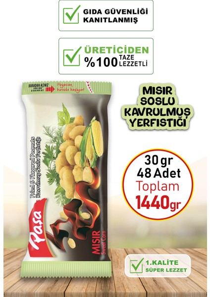 Paşa Kuruyemiş Mısır Soslu Yer Fıstığı 30 gr x 48 Adet 1440 gr