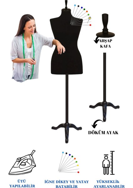 Döküm Ayaklı 40 Beden Sünger Iğne Batabilen Terzi Mankeni Prova Mankeni