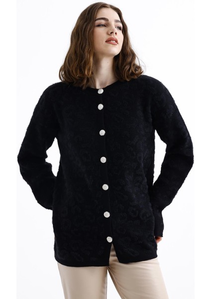 Kadın Bisiklet Yaka Leopar Desenli Uzun Hırka fırsatları