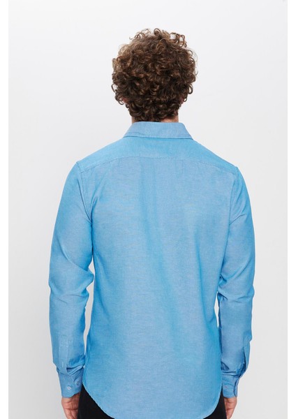 Slim Fit Uzun Kollu Düğmeli Yaka Pamuklu Kolay Ütü Düz Erkek Gömlek indirimleri
