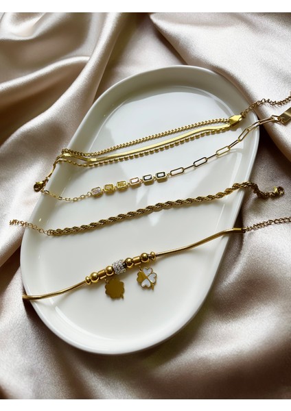 Yonca Taş Detaylı Gold Çelik Bileklik fırsatları