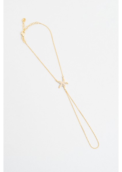 Deniz Yıldızı 18 Ayar Sarı Altın Kaplama 20 cm Gümüş Şahmeran