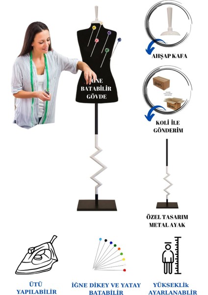 38 Beden Dekoratif Zig Zag Özel Ayaklı Sünger Iğne Batabilen Terzi Mankeni