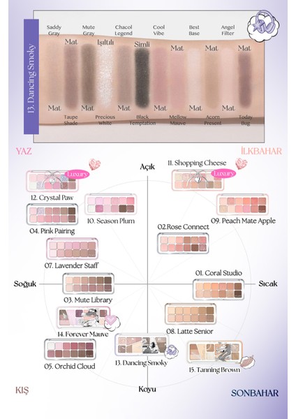 Hafif Dokulu Yoğun Renklere Sahip Göz Farı Paleti CLIO Pro Eye Palette Air (13 Dancing Smoky)