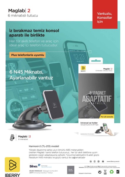 Maglab2 M02 Vantuzlu Araç Içi Telefon Tutucu