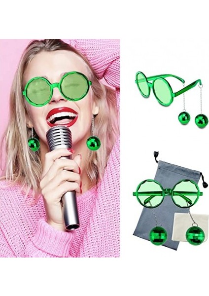 Disko Toplu Küpeli Parti Gözlüğü Yeşil Renk modelleri