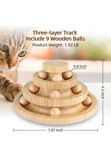 Kedi Pikap Oyuncak, Bambu ve Ahşap Üç Katmanlı Track Pikap Etkileşimi (Yurt Dışından)