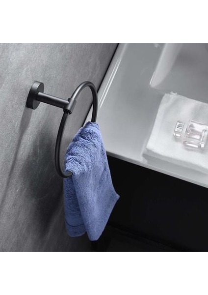 Paslanmaz Çelik Havlu Yüzük Tırnak Ücretsiz Siyah Banyo Havlusu Yüzük Banyo Aksesuarları Basit Havlu Askısı Banyo Havlu Asılı Yüzük | Havlu Yüzükler (Siyah) (Yurt Dışından) fırsatları
